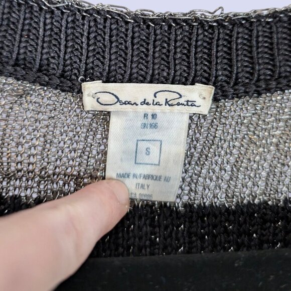 Oscar de la Renta Metallic Striped Button Cardigan - Picture 9 of 9